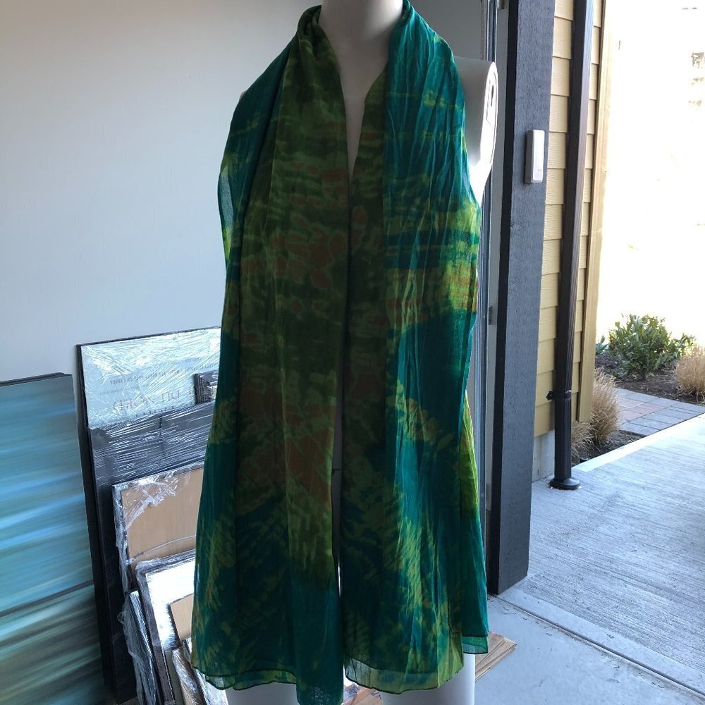 Ayfee Hand Dyed Blanket Scarf Blue/Green Size Os